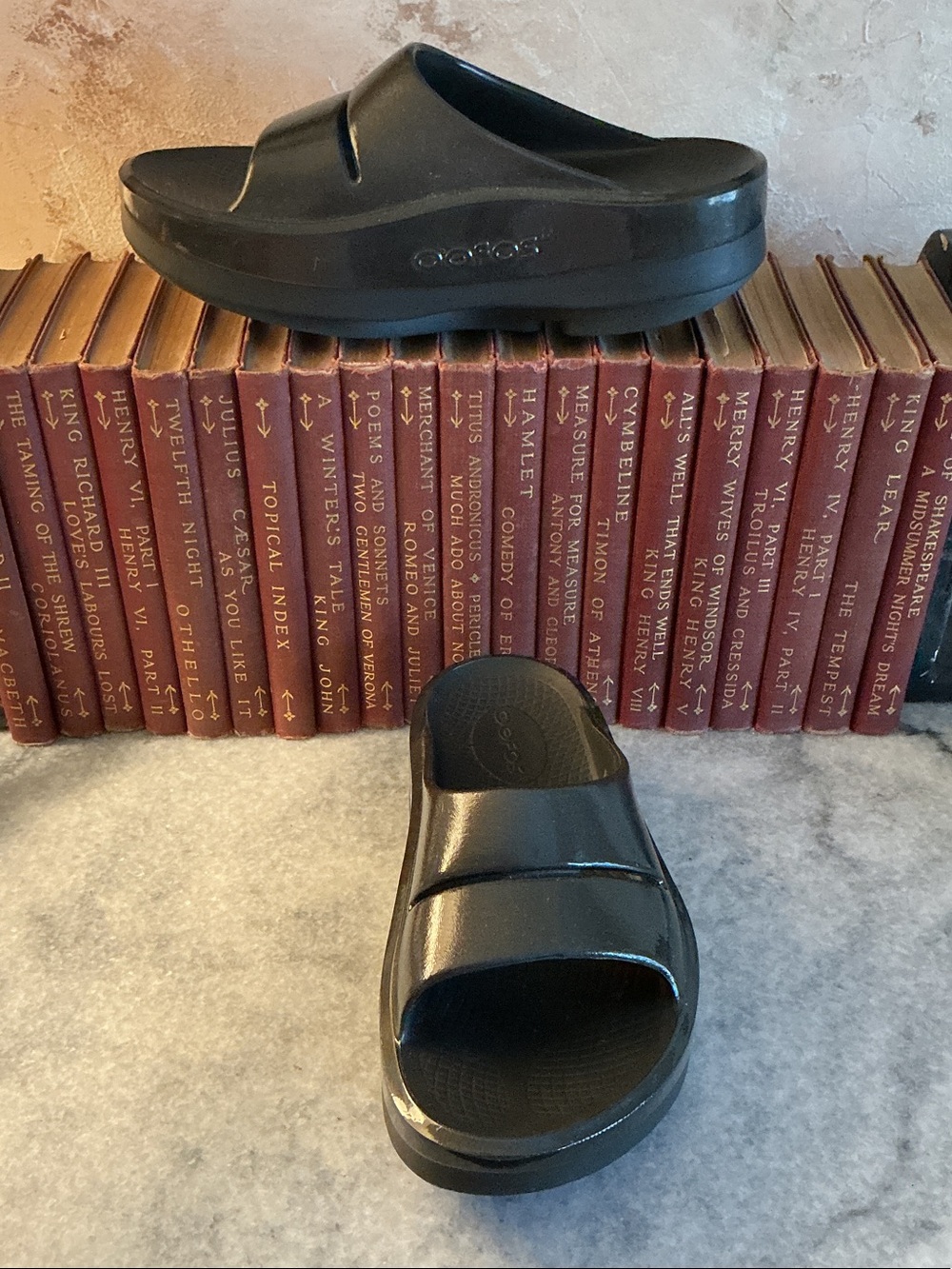 OOFOS Women’s Black Slide Sandals - Platform Comfortable Recovery Footwear